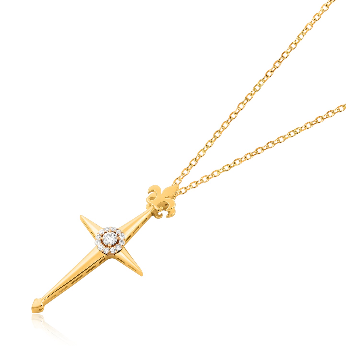 Freedom Tower-Diamond Cross Necklace