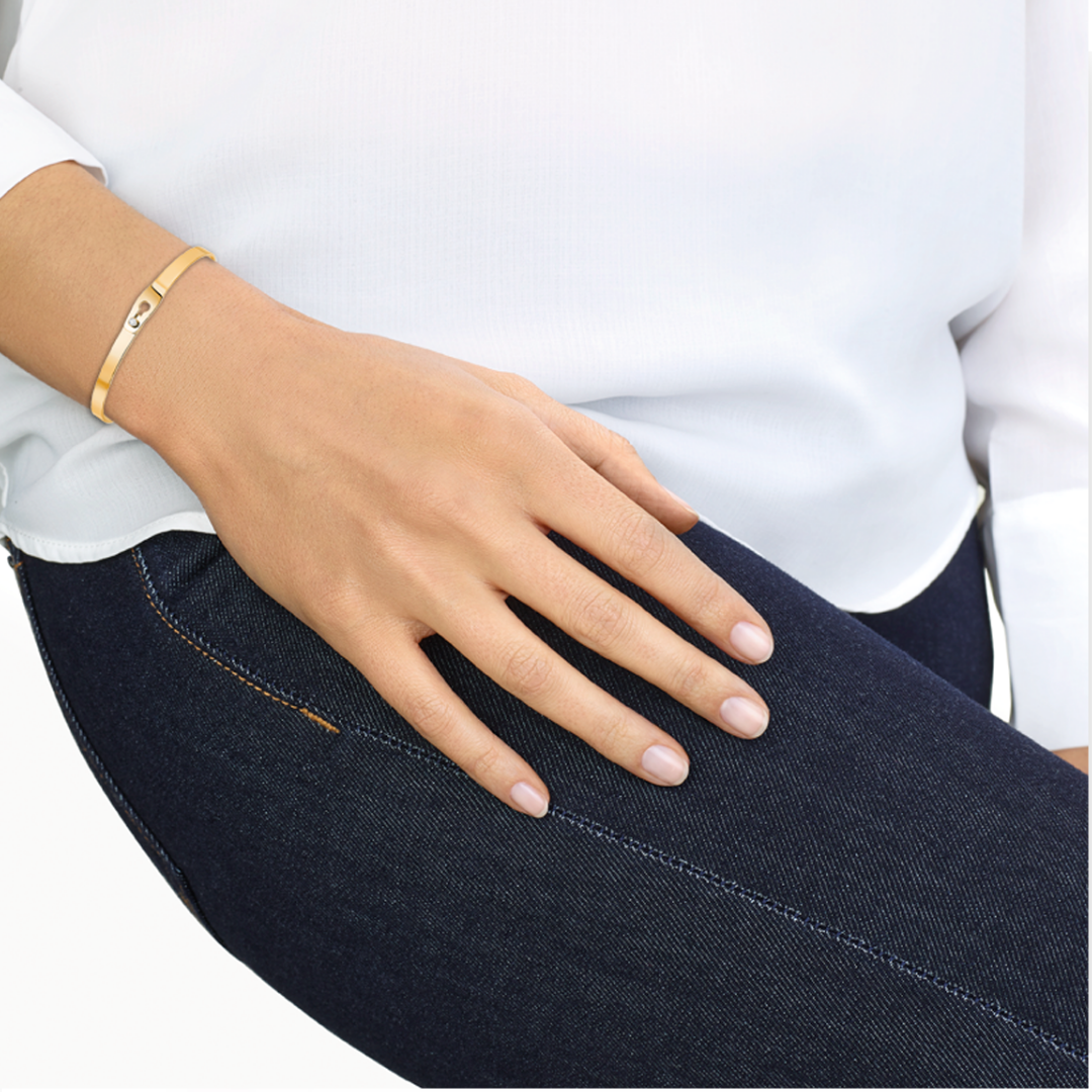 Menottes Dinh Van Large Gold Bangle With Diamond