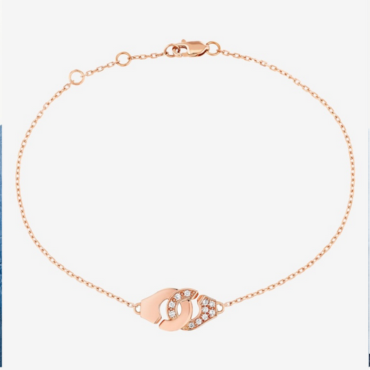 Menottes Dinh Van R8 Rose Gold Necklace With Diamonds