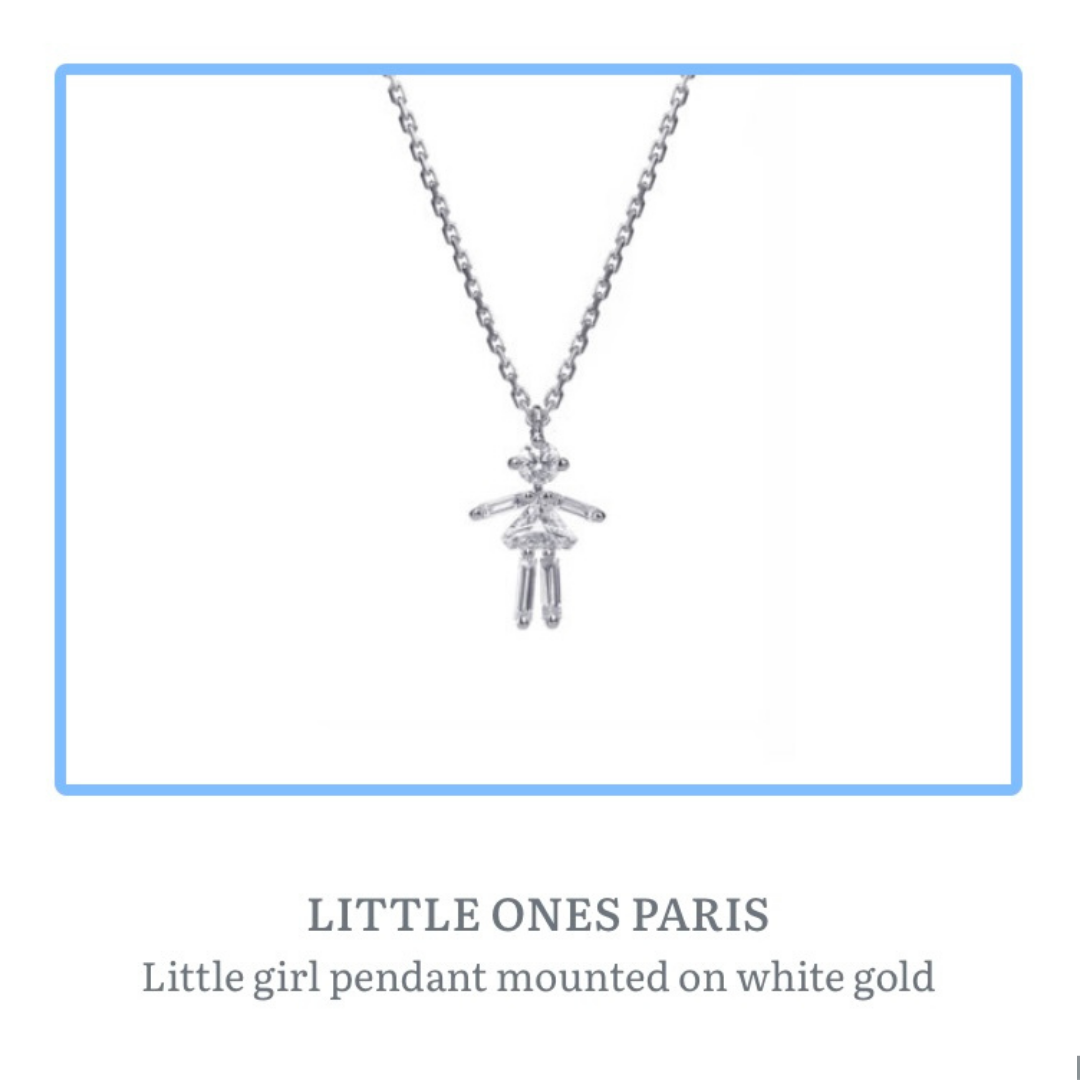 Diamonds and 18Kt White Gold Girl Necklace