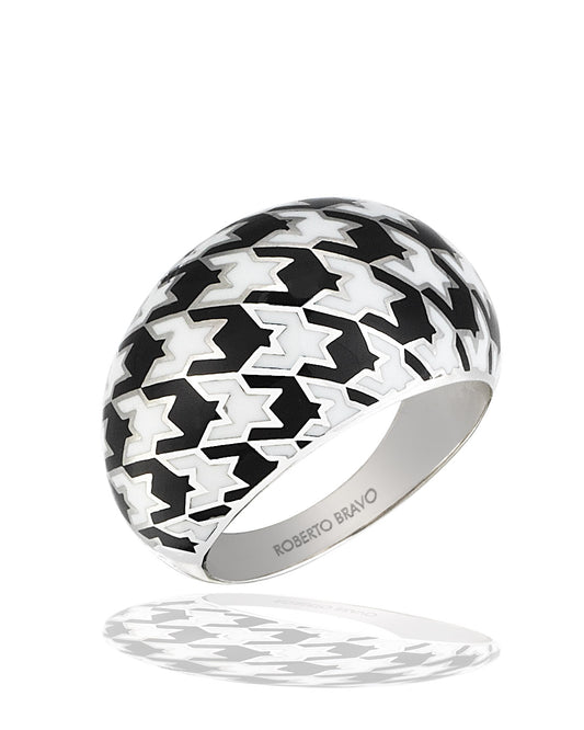 Zebra Pattern Enameled Ring