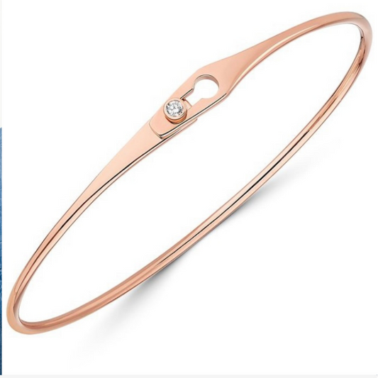 Menottes Dinh Van Rose Gold and Diamond Bangle