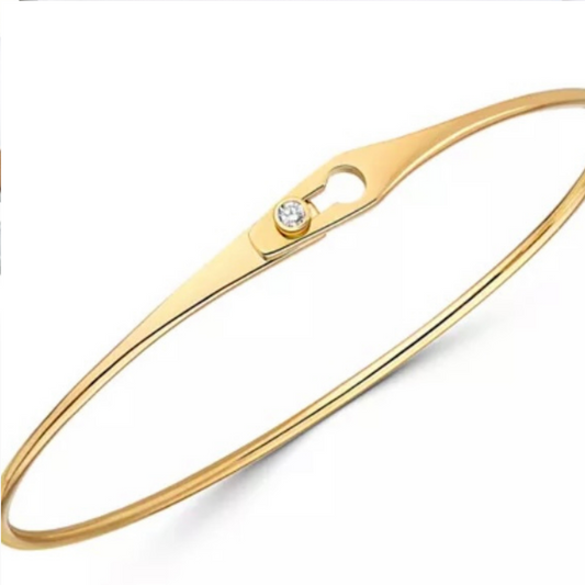 Menottes Small Yellow Gold Bangle With Diamond