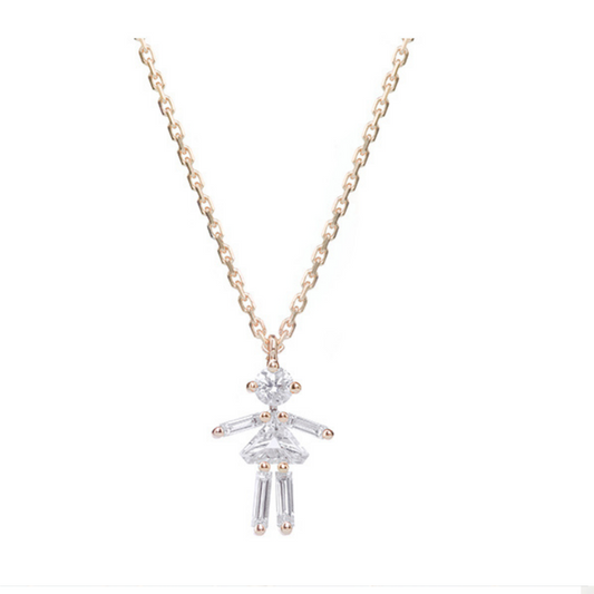 Diamonds and 18Kt Yellow Gold Girl Necklace