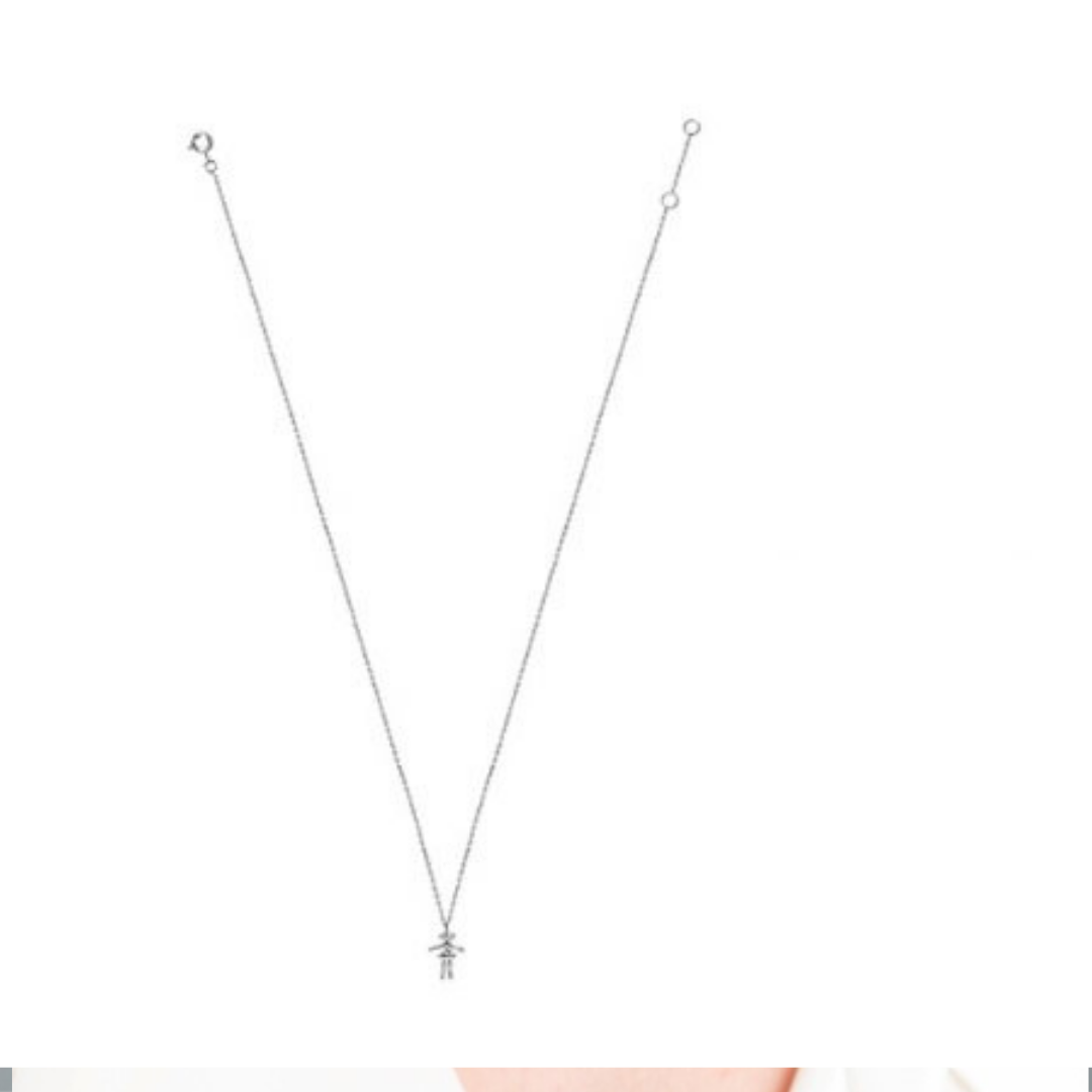 Diamonds and 18Kt White Gold Girl Necklace