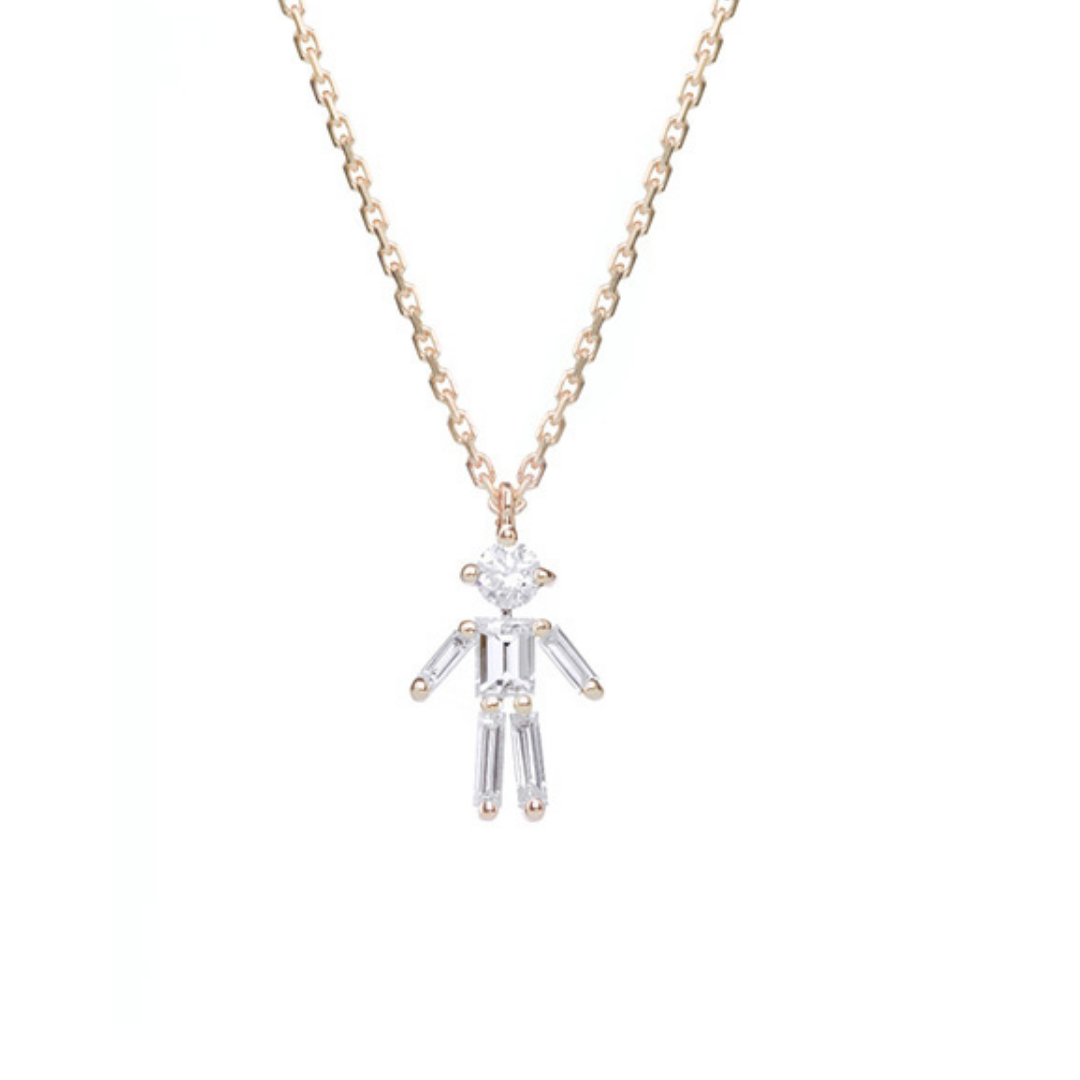 Diamonds and 18Kt Yellow Gold Boy Necklace