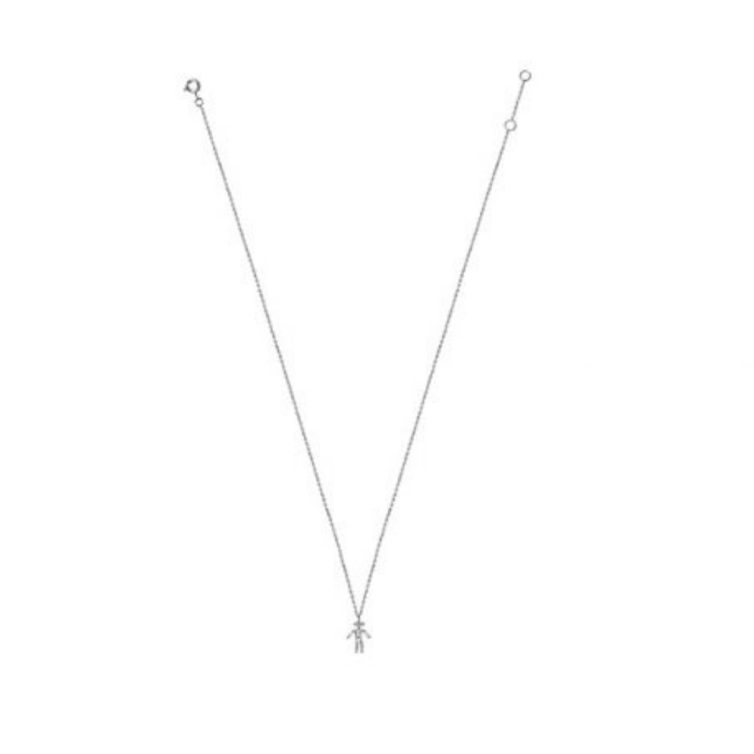 Diamonds and 18Kt White Gold Boy Necklace