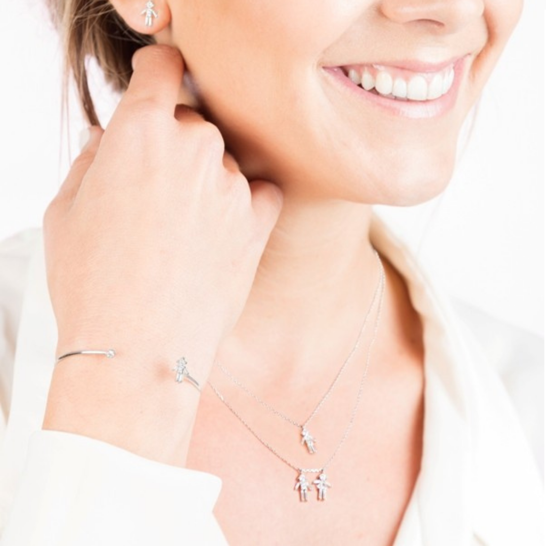 Diamonds and 18Kt White Gold Boy Necklace