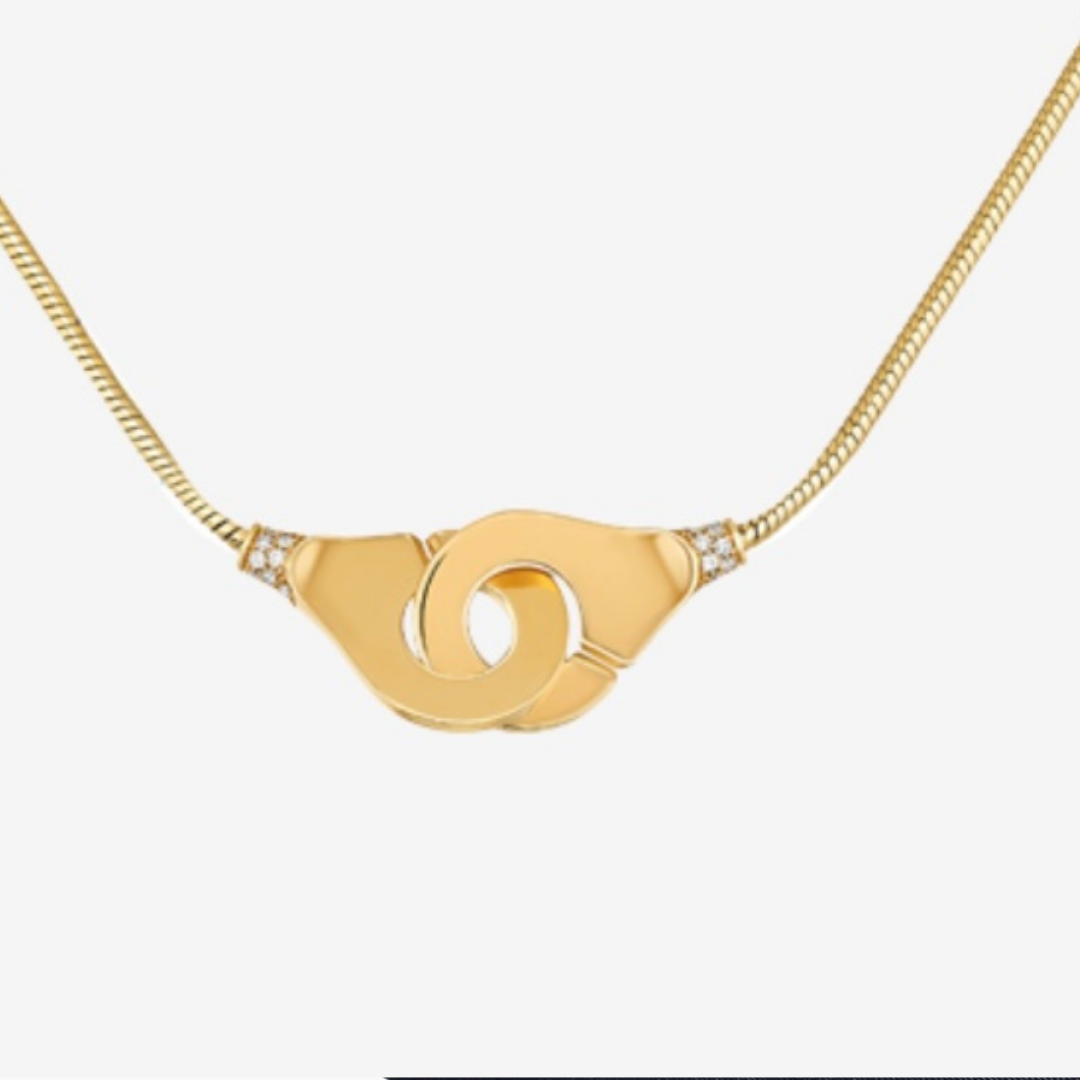 Menottes Dinh Van R12 Yellow Gold & Diamond Necklace
