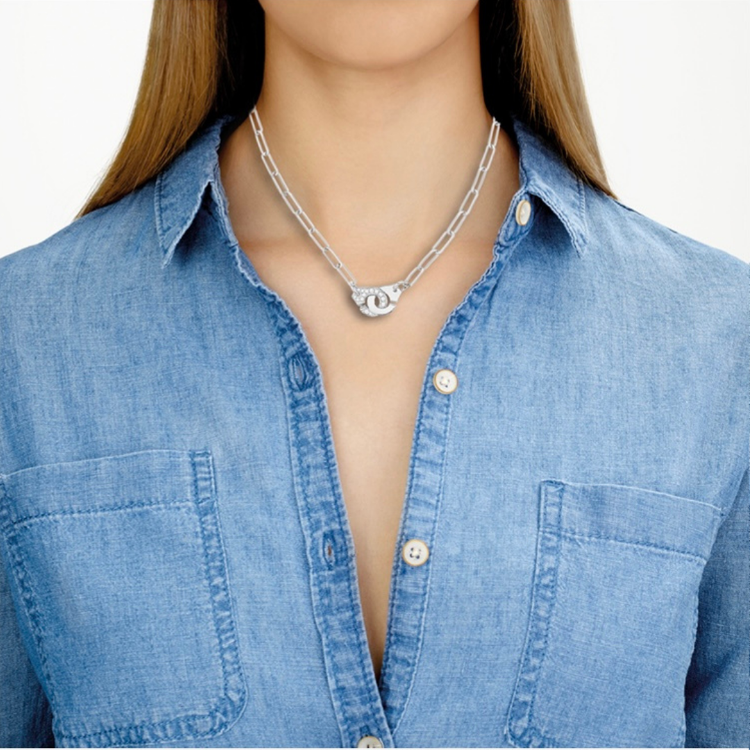 Menottes Dinh Van R10 White Gold and Diamond Necklace